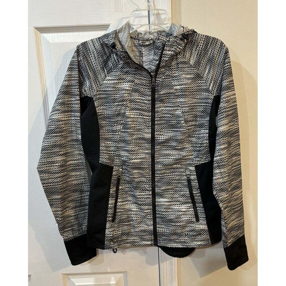 Marmot Women's Sz M Long‎ Sleeve Hooded Jacket Black & White Pockets *Read*